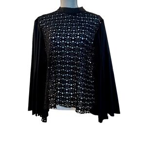 Item #A222  Nancy  Gothic Chic  Dark Academia Black Lace Top  NWT   Size  M